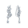 wholesale 925 Sterling Silver Leaf Zircon Ear Clips, Fashionable and Luxurious, Gentle and Niche Design, High-End Sense, INS Style Ear Cuffs-0-4