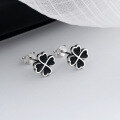 wholesale S925 Sterling Silver Minimalist Style Four-Leaf Clover Stud Earrings, Dainty and Versatile Women's Earrings-0-0