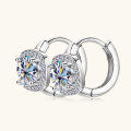 wholesale Silver metal fashion design full moissanite earrings for women, elegant and high-end small square sugar ear hoops, cross-border new product with ear clips-0-1