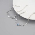 wholesale S925 Sterling Silver "Always with You" Elk Antler Simple Silver Inlaid with Zircon Bracelet for Women, Zircon Korean Style Minimalist-0-2