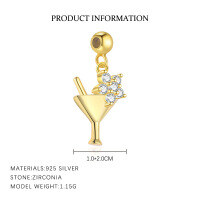 wholesale S925 Sterling Silver Minimalist Versatile Vacation Style Zircon Necklace For Women, Unique High-end Diy Jewelry Pendant-Cocktail-A4259_White Zirconium_18K Yellow Plated_Single Pendant 925 Silver