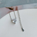 wholesale S925 Sterling Silver European and American Wedding Style Necklace for Women, Exquisite High-End Heart Pendant Design, Elegant and Chic Collarbone Chain-0-1