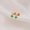 wholesale 10K Gold Vintage Elegant Minimalist Green Gemstone Moissanite Stud Earrings for Daily Wear Wholesale Jewelry-0-2