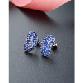 wholesale 925 Sterling Silver Full Diamond Stud Earrings for Women, Small and Minimalist High-End Sense New Cross-Border Blue Zircon Ear Accessories-0-0