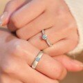 Sterling Silver XYL Couple Wedding Bands Moissanite 1CT 50PT Wholesale-0-1
