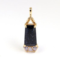 wholesale Silver Plated Gold, Mysterious Vintage Aventurine Pendant from the Japanese Light Jewelry Winter Night Sky Collection S9525-Winter Night Sky Geometric Pendant 925 Silver