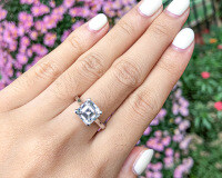 Sterling Silver S925 Classic Ladies' Shimmering Zirconia Proposal Ring, Final Sale.-Size P [Clearance Sale with Free Shipping]  US Size 9