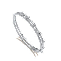 wholesale 925 Sterling Silver Plated Cross-Border Double Layer New Fashion Versatile Advanced Women's Bracelet, Minimalist Female Wrist Accessory-Silver with zirconium and gold