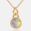 wholesale S925 Sterling Silver New Korean Minimalist Geometric Opal Pendant Choker Necklace Fashion Trend Wholesale-0-2