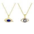 wholesale S925 Sterling Silver Cross-Border Hit Deep Blue Evil Eye Zircon Necklace, Small-Design Fashion Euro-American Collarbone Chain-0-4