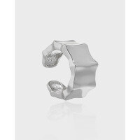 wholesale S925 Sterling Silver 547 Original Niche Design Minimalist Style Irregular Glossy Unisex Screw Ear Cuffs for Non-Pierced Ears-18K gold 925 silver