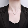 Sterling Silver with Zirconia Butterfly Pendant Necklace, Women's Light Luxury Design, 2025 New-0-1