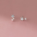wholesale S925 Sterling Silver Light Luxury Minimalist Small Star and Pearl Stud Earrings with Diamond Accents M0585-0-3