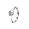 S925 Sterling Silver Moissanite Classic Six-Prong One-Carat Engagement Ring-0-3