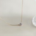 wholesale 14k Gold S925 Silver Classic Six-Prong Setting Single Zirconia Pendant Choker Necklace for Women-0-4