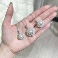 wholesale S925 Sterling Silver Superb Pearl Necklace Collection Cold Light Australian White Mother-of-Pearl Large Round Swarovski Pearl Pendant for Women-0-3