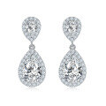 wholesale S925 sterling silver gold-plated luxurious teardrop D-color pear-shaped moissanite earrings for cross-border jewelry sourcing-0-4
