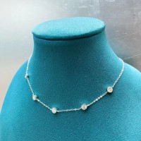 wholesale S925 Sterling Silver Simple and Versatile Moissanite Bubble Necklace, Star-studded Cross-border Choker Chain Wholesale-2.5 carats (single 50-point moissanite) yellow gold &gt; 925 silver