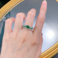 wholesale Metal material first, MuJing Jewelry New European and American Simulated Emerald Ring 6*6mm Heart-shaped Engagement Ring for Women AliExpress-0-3