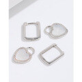 wholesale 925 Sterling Silver Heart-shaped Mother-of-Pearl Earrings for Women, Small and Chic Design, Ear Climbers, Retro High-end Elegant Ear Accessories-0-3