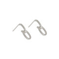 wholesale S925 Sterling Silver Korean Version Ins Dongdaemun Ancient Craft Matte Vintage Chain Link Creative Stud Earrings for Women-0-5