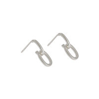 wholesale S925 Sterling Silver Korean Version Ins Dongdaemun Ancient Craft Matte Vintage Chain Link Creative Stud Earrings for Women-Silver [with sterling silver ear plugs]  925 silver