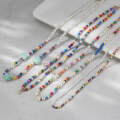wholesale S925 silver beaded pearl necklace for women, colorful glass rice beads, ins cross-border hot seller, new in February 2025-0-0