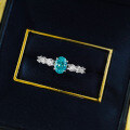 wholesale S925 silver jewelry 5*7mm Paraiba small fresh fashion ring for spring and summer seasons-0-3