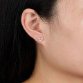 wholesale S925 Sterling Silver Stud Earrings Cute Sweet Bow Small Design Elegant Zircon Inlaid Jewelry-0-3