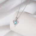 wholesale S925 Sterling Silver Light Luxury Women's Rose Flower Heart-shaped Zircon Pendant Necklace, Cross-border Amazon Best Seller-0-7