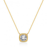 S925 Sterling Silver Princess-Cut Moissanite Full Diamond Square Necklace-1 carat (set with moissanite)  925 silver