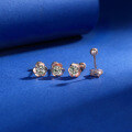 wholesale S925 Sterling Silver Yaxi Clover Earrings, Rose Gold Plated, Floral Style, Elegant, Valentine's Day Gift, Wholesale-0-0