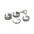 wholesale S925 sterling silver AR1804 Korean-style twisted Thai silver set ring, vintage distressed wide-face engraved chain ring for women-0-4