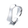 wholesale S925 Sterling Silver Irregular Smooth Twist Open Ring, European and American Creative Fashion Light Luxury Internet Celebrity Trendy Women's Ring-0-4