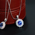 wholesale S925 Sterling Silver Red Elk Overall Cornflower Blue Pendant, Classic French Style Luxury Necklace, Fashionable and Versatile for Women-0-3