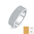 925 Silver 5-Row Full Pave Moissanite Ring for Women, Cross-Border New Luxury Style-0-9