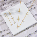 wholesale Metal material: 925 silver gold-plated Dunli new bow-shaped white zircon necklace, collarbone chain, holiday gift, sourced directly from factory wholesale-0-3
