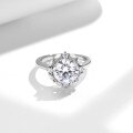 S925 Silver Plated 3ct Round Moissanite Women's Engagement Ring-0-1
