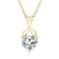 S925 Silver 2ct D Color Moissanite Heart Pendant Necklace Wholesale-2-carat luxury heart-shaped gold jewelry (K gold)  925 silver