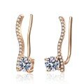 wholesale Metal: S925 Sterling Silver & Moissanite & Champagne Gold, Line Design Earrings for Women, Minimalist and Stylish, Fashionable Holiday Gift-0-4