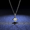 S925 Silver Pendant Moissanite Necklace for Women, Square-Cut, Live Stream Source-0-2