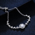 Sterling Silver Moissanite Round Bead Simple Adjustable Bracelet Factory Direct-0-1