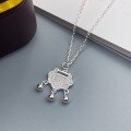wholesale 999 Silver Maker S Auspicious and Full Diamond Peace Lock Necklace Versatile National Trend Style Longevity Lock Ancient Style Collarbone Chain-0-1