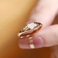 wholesale S925 Sterling Silver Red Elk Love Ring, Simple, Personality, Fashion, Sweet and Cool Ring, Daily Commute, Versatile Gift-BZ0145-Gold US Size 9