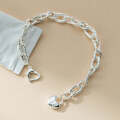 wholesale S925 Sterling Silver Fresh and Sweet Ins Style Niche Design Exquisite Heart Lock Chain Bracelet S7751-0-3
