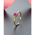 wholesale S925 Silver Zircon Inlaid Gold-Tone Korean Style Ethereal Fashion Elegant Adjustable Ring Wholesale-0-1