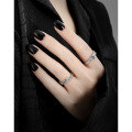 wholesale S925 sterling silver 844 original niche design minimalist textured luxury gray-blue zirconium open ring for women-0-2