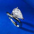 wholesale S925 silver jewelry ins style water drop diamond ring fashion basic 2 carat solitaire ring-0-2