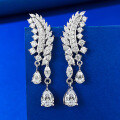 wholesale S925 Metal European & American New Style 6*8mm Ice-Cut High-Carbon White Diamond Water Drop Earrings-0-1