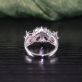 wholesale S925 Sterling Silver Luxury Garnet Ring with Natural Topaz Floral Jewelry Women's Hand Accessory-0-1